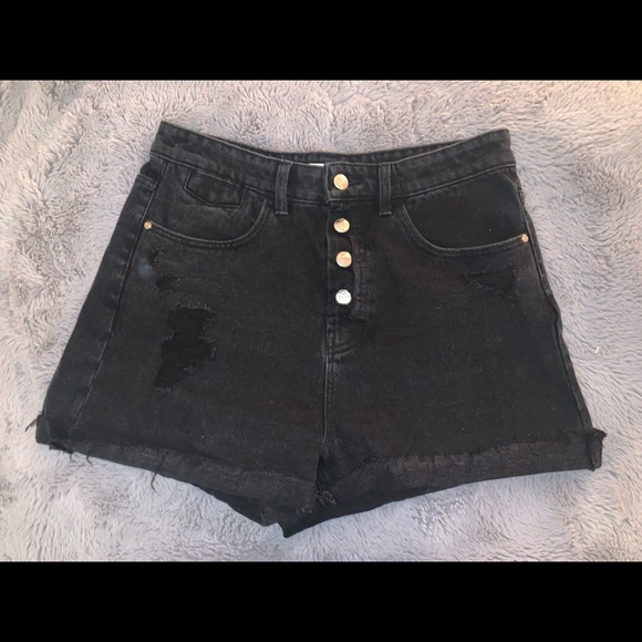ZARA Black High Waisted Denim Shorts - Picture 5 of 6
